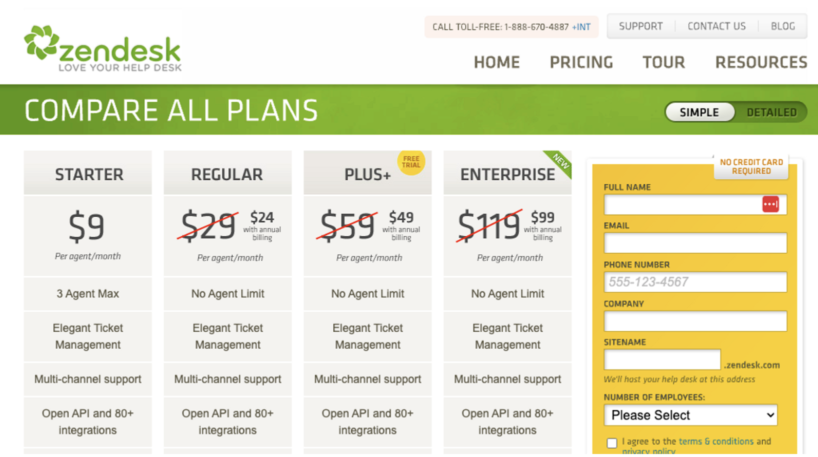 Zendesk&#x20;introduced&#x20;enterprise&#x20;pricing&#x20;in&#x20;2011&#x20;&#x28;4&#x20;pricing&#x20;plans&#x29;
