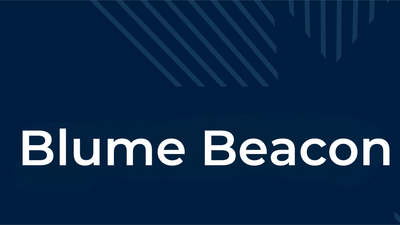Slide titled Blume Beacon showing Blume branding on a blue background