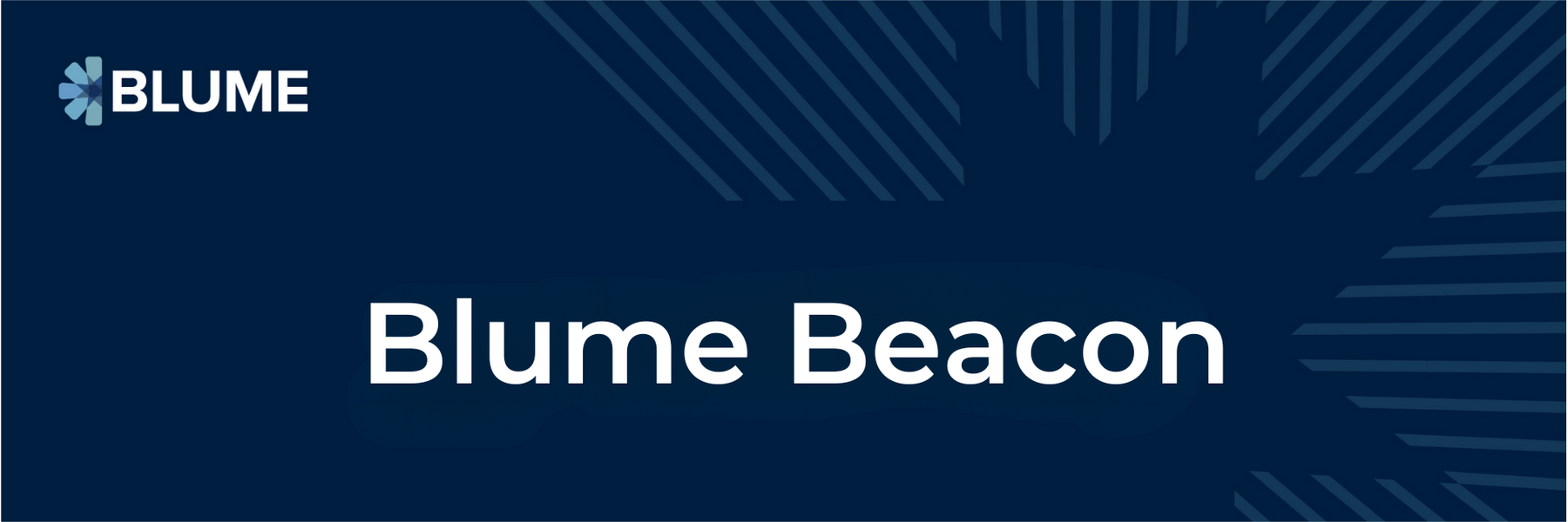 Slide titled Blume Beacon showing Blume branding on a blue background